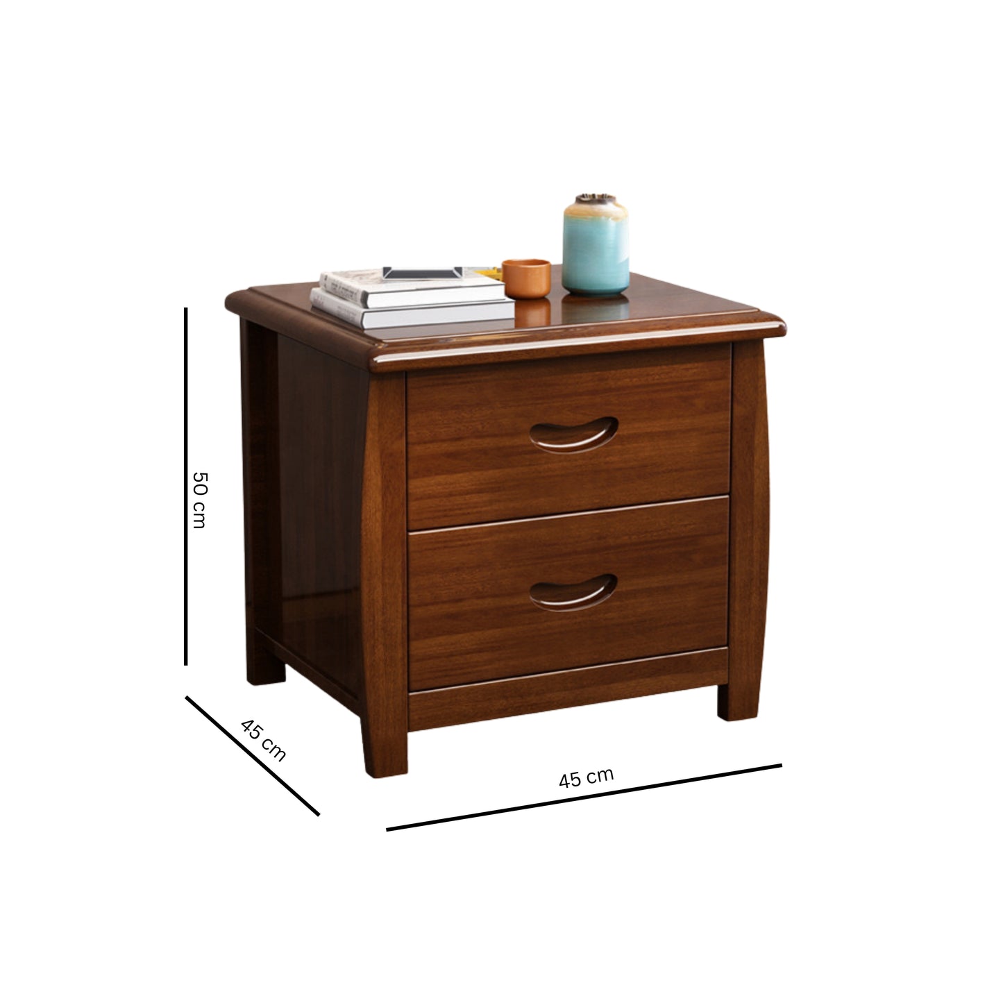 DIYA Bedside Table | Solid Acacia Wood Nightstand | Modern Two-Drawer Storage