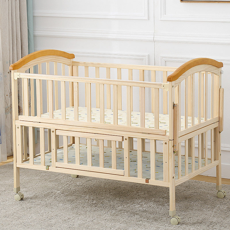 CUDDLI Solid Wood Baby Crib & Cradle Combo | Convertible Nursery Essential with Storage | Natural Finish