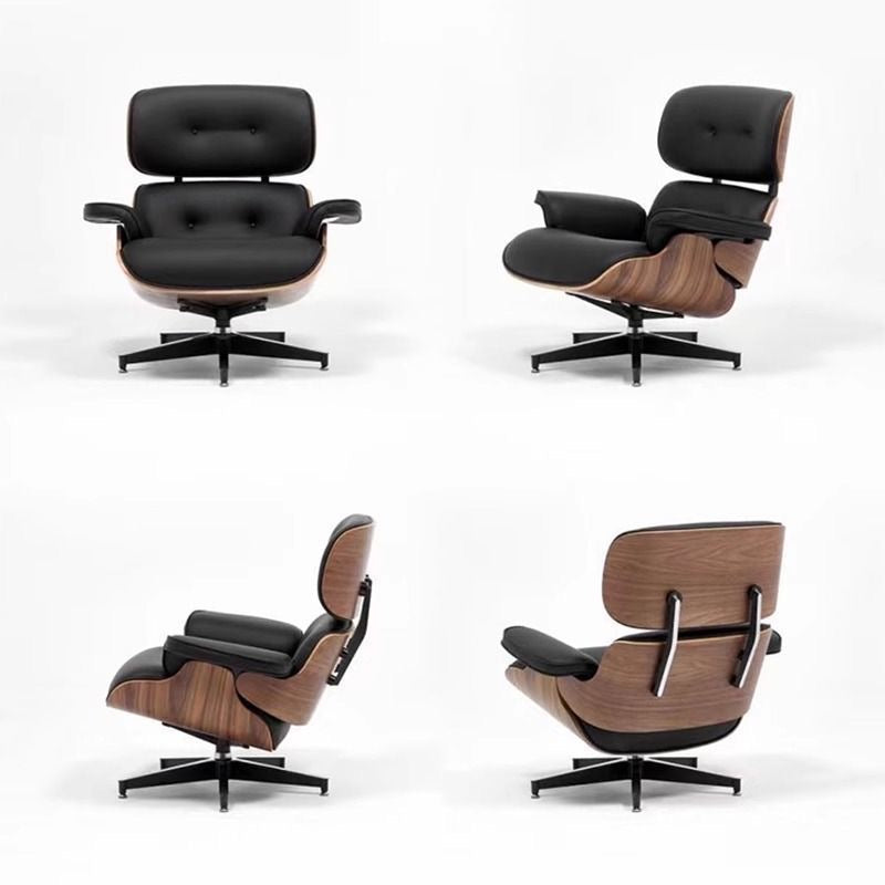 EAMES Lounge Chair & Ottoman | Iconic Mid-Century Modern Recliner | Designer Solid Wood & Leather Armchair With Ottoman for Living Room & Office