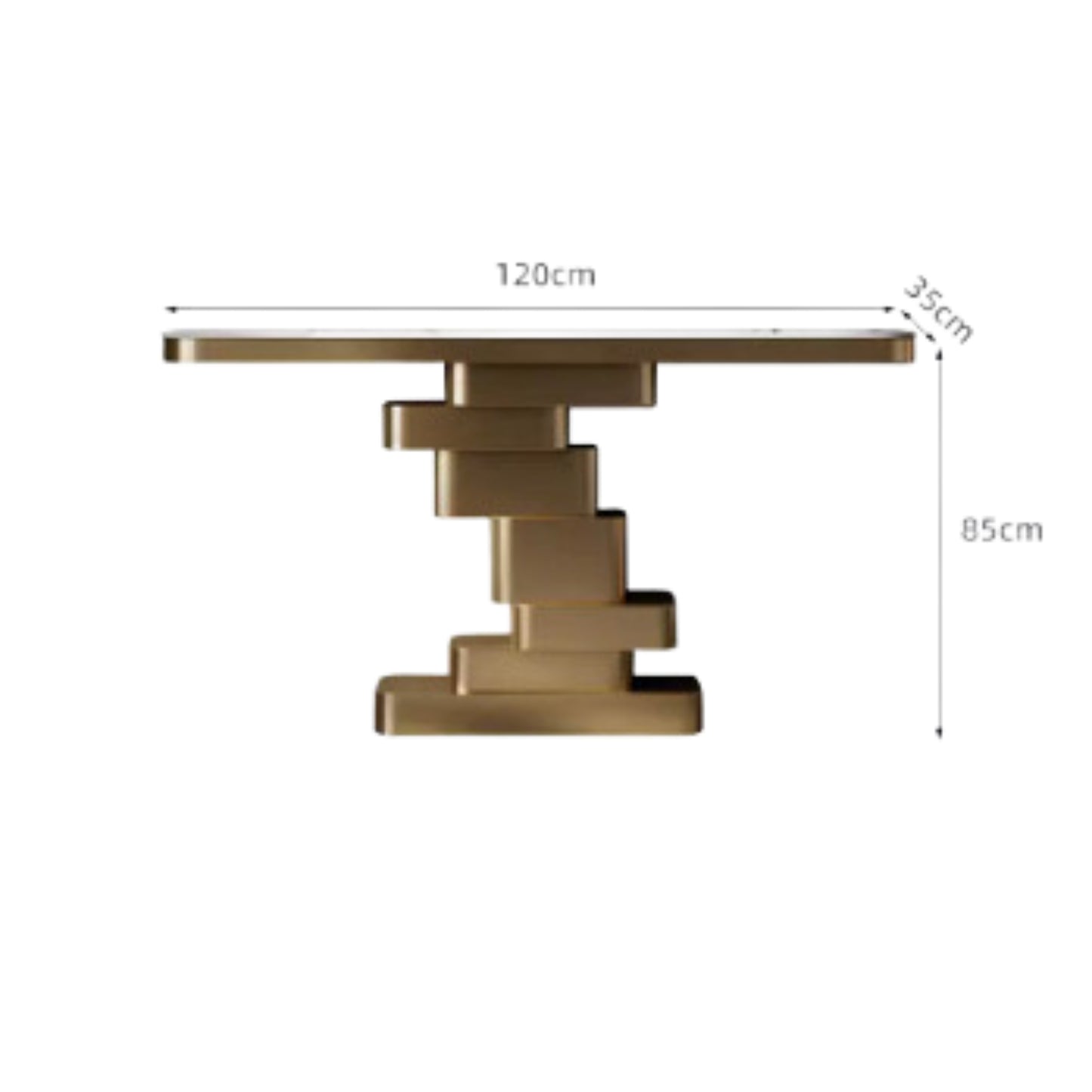 ZAYNIX Architectural Console Table | Premium Stainless Steel with Sculptural Geometric Base | Luxury Statement Piece in Gold & Black Finish