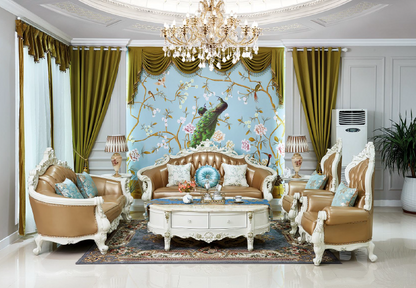 Imperiale Classic European Sofa Set | Handcrafted Indonesian Mahogany | Customizable PU Paint & Fabric | Luxury Carved Living Room Collection