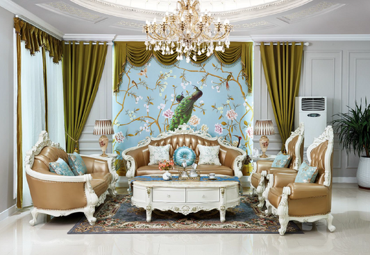 Imperiale Classic European Sofa Set | Handcrafted Indonesian Mahogany | Customizable PU Paint & Fabric | Luxury Carved Living Room Collection