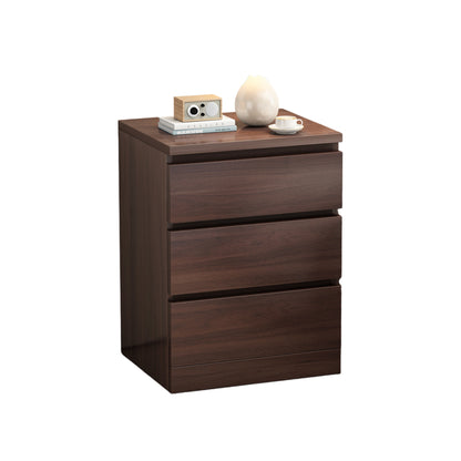 FROSTPINE Bedside Table | Three-Drawer Storage Solution | Sleek Handleless Design in White & Walnut