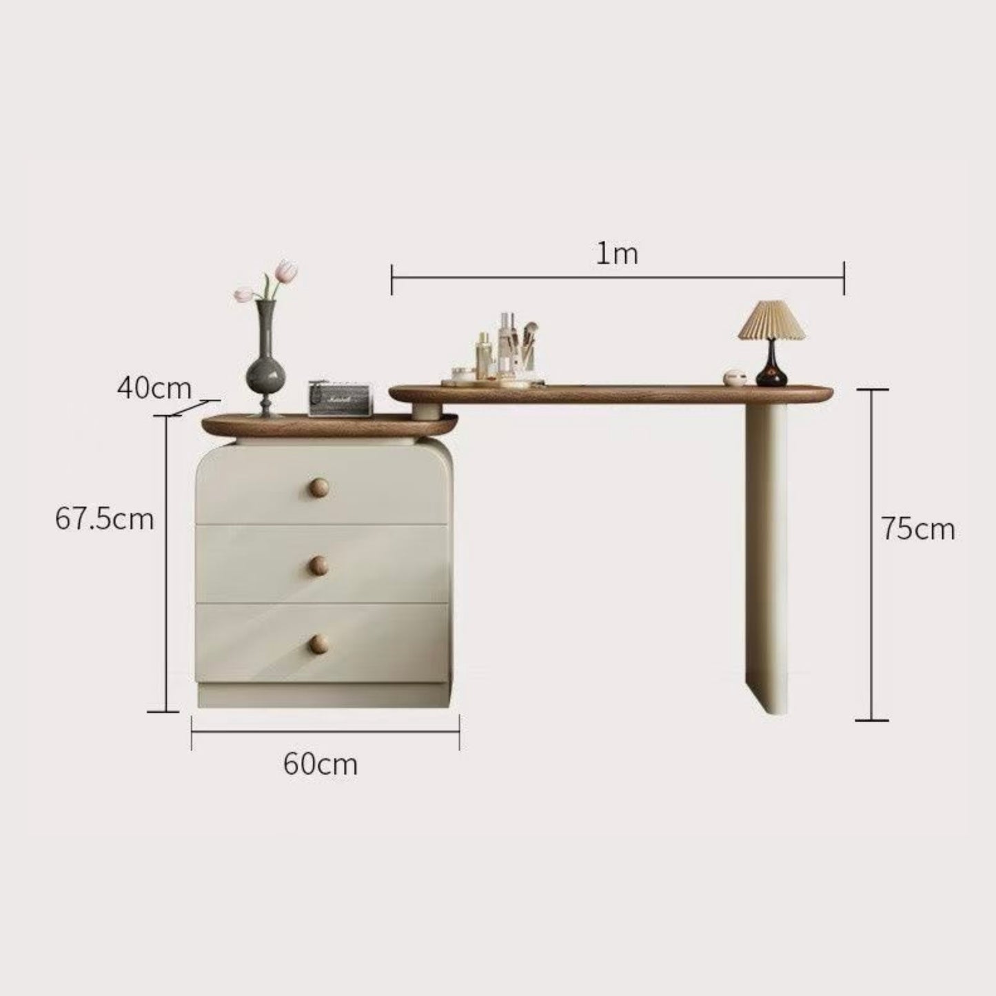 CORELIA Dressing Table | Modern L-Shaped Vanity with LED Mirror | Smart Storage Solution