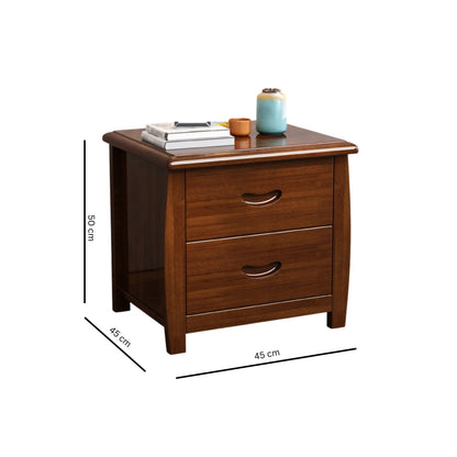 DIYA Bedside Table | Solid Acacia Wood Nightstand | Modern Two-Drawer Storage