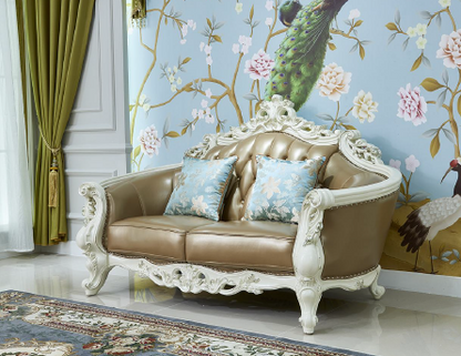 Imperiale Classic European Sofa Set | Handcrafted Indonesian Mahogany | Customizable PU Paint & Fabric | Luxury Carved Living Room Collection