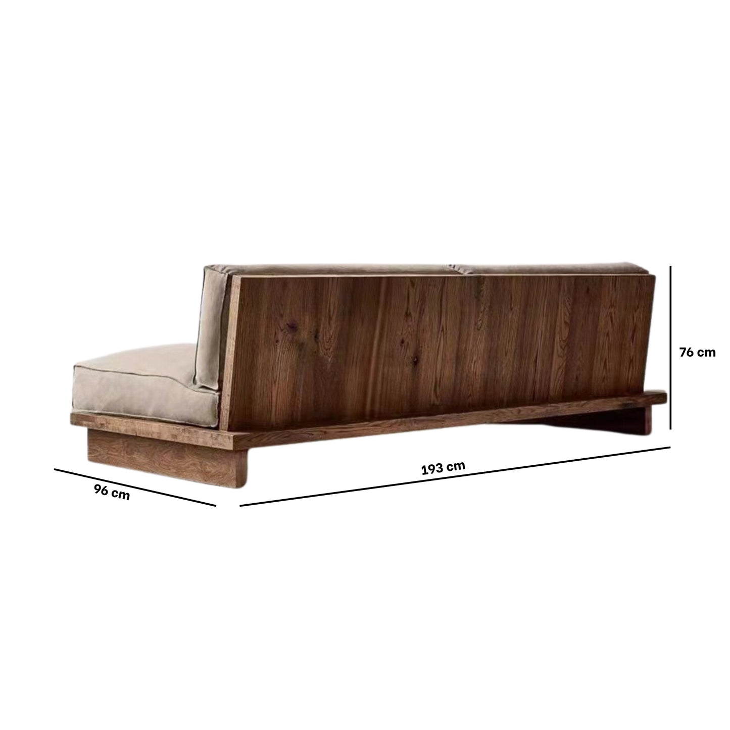 TIEPOLO Modern Sofa | Premium Solid Teak Wood Platform | Minimalist 2-Seater for Living Room