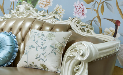 Imperiale Classic European Sofa Set | Handcrafted Indonesian Mahogany | Customizable PU Paint & Fabric | Luxury Carved Living Room Collection