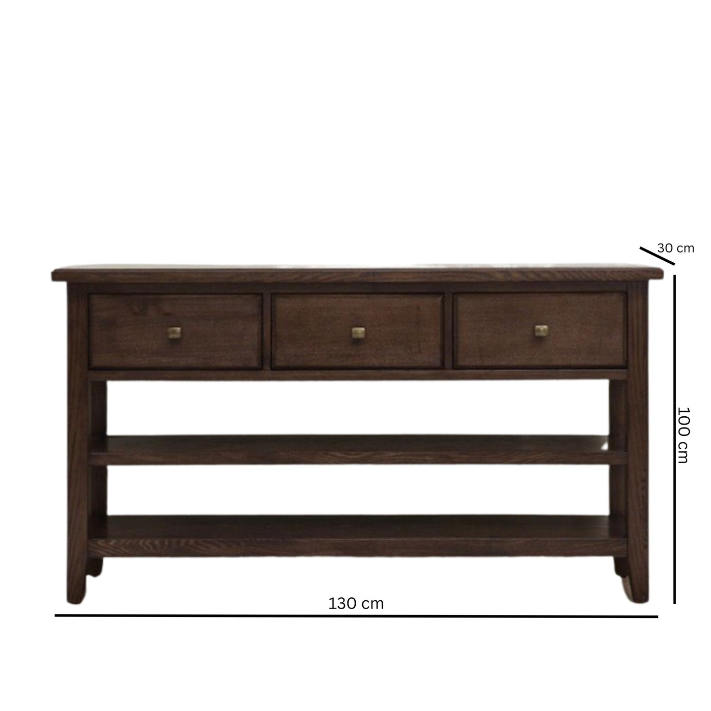 THORNFIELD Traditional Console Table | Premium Acacia Wood with 3 Drawers & Open Shelves | Classic Entryway & Living Room Furniture