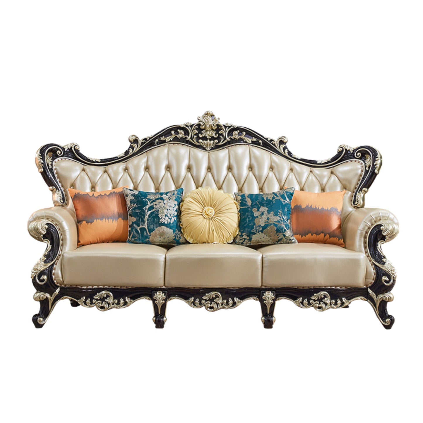 Versailles Grand European Sofa Set | Handcrafted Mahogany Wood & Custom PU Paint | Indonesian Royal Living Collection