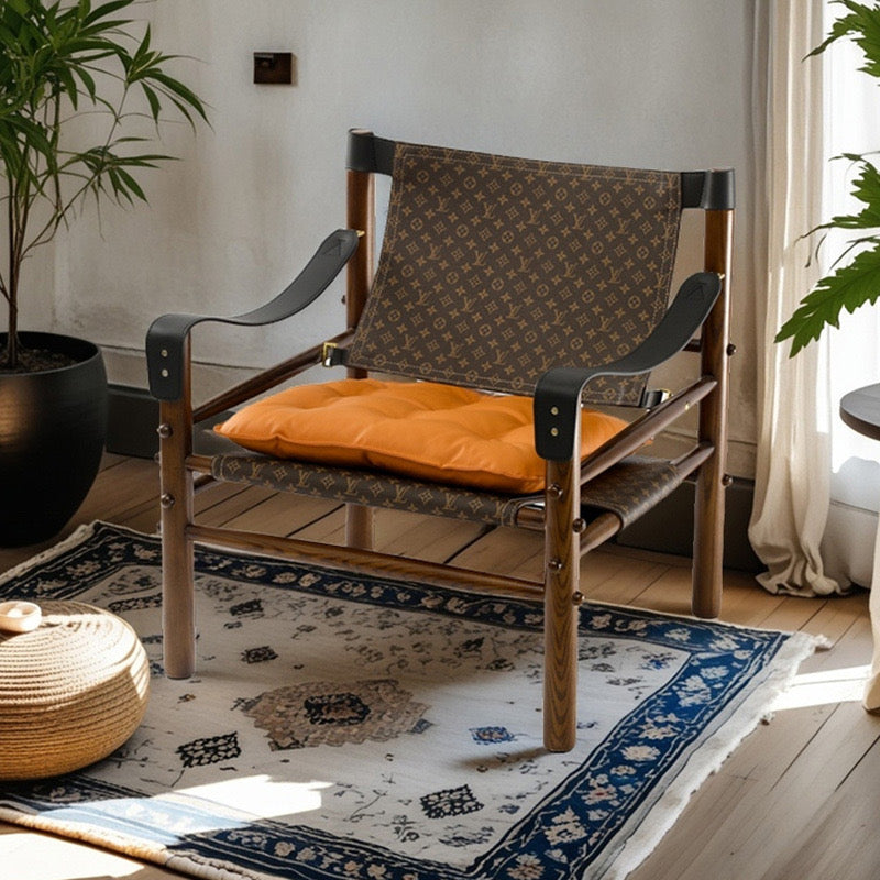 AERIUS Accent Chair | Premium Solid Wood & Saddle Leather | Contemporary Designer Armchair for Living Room & Lounge