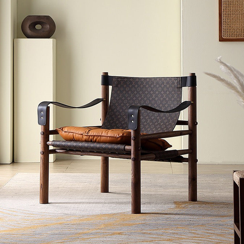 AERIUS Accent Chair | Premium Solid Wood & Saddle Leather | Contemporary Designer Armchair for Living Room & Lounge