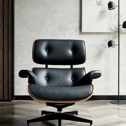 EAMES Lounge Chair & Ottoman | Iconic Mid-Century Modern Recliner | Designer Solid Wood & Leather Armchair With Ottoman for Living Room & Office