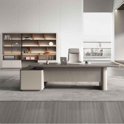 ASTRA Executive Desk | Modern Minimalist L-Shaped Office Desk with Storage and Cable Management | Luxury Director & CEO Workspace