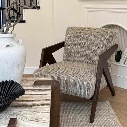 SYNERGY Accent Chair | 100% Nilambur Teak Wood | Modern Upholstered Lounge Chair for Living Room & Office