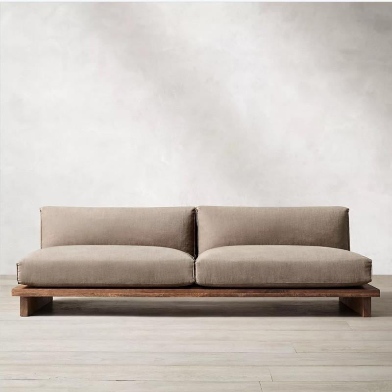 TIEPOLO Modern Sofa | Premium Solid Teak Wood Platform | Minimalist 2-Seater for Living Room