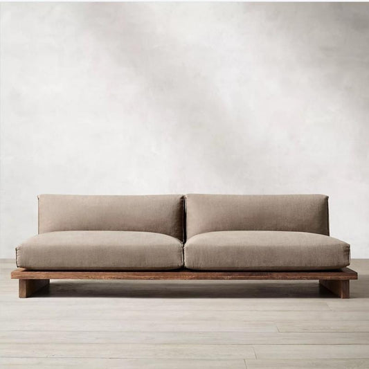 TIEPOLO Modern Sofa | Premium Solid Teak Wood Platform | Minimalist 2-Seater for Living Room