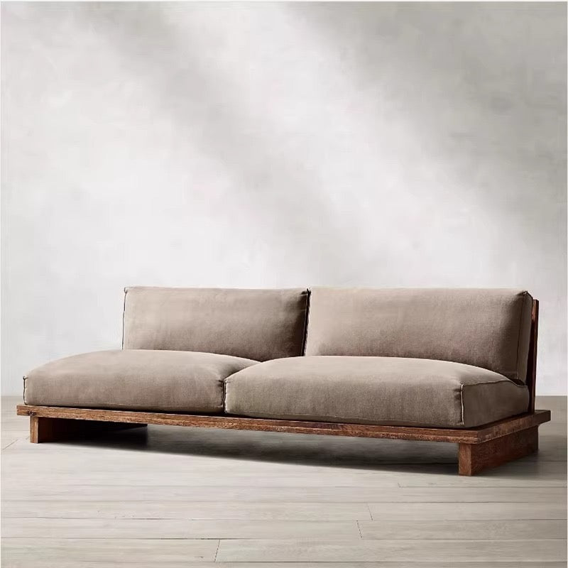 TIEPOLO Modern Sofa | Premium Solid Teak Wood Platform | Minimalist 2-Seater for Living Room