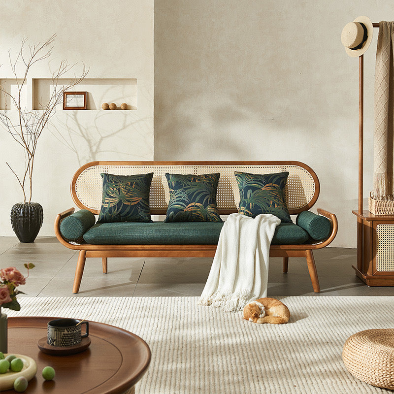 ORBITAL Rattan Cane Sofa & Lounge Chair | Premium Solid Teak Wood Sofa | Handcrafted Modern Living for Home & Studio