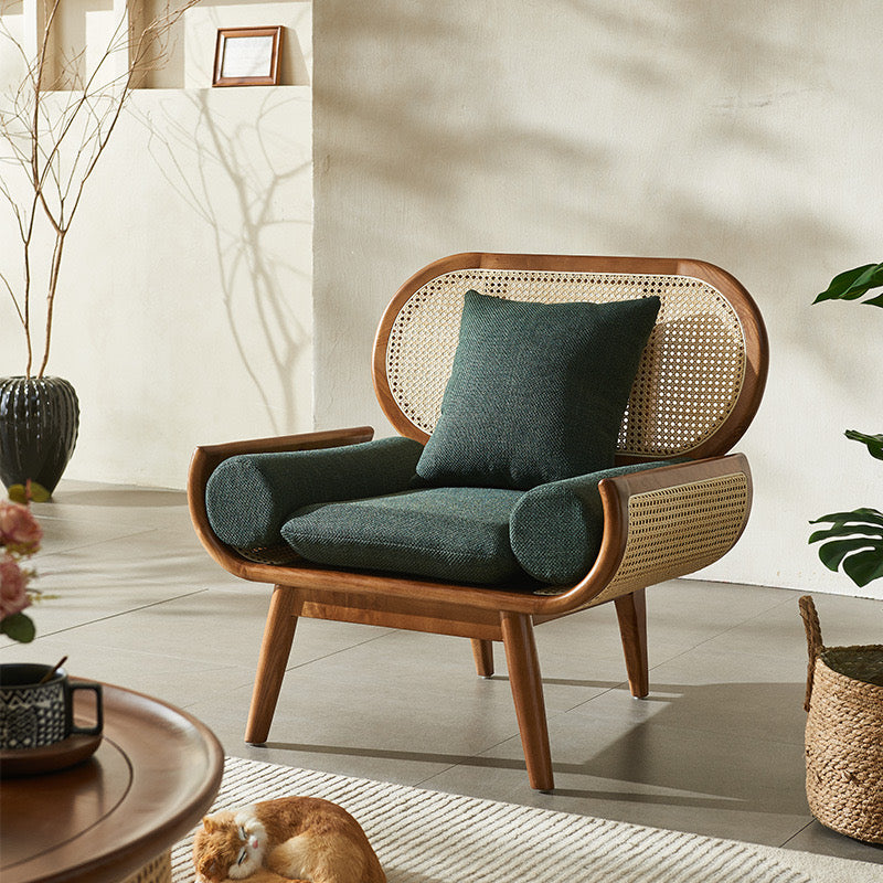 ORBITAL Rattan Cane Sofa & Lounge Chair | Premium Solid Teak Wood Sofa | Handcrafted Modern Living for Home & Studio