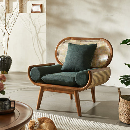 ORBITAL Rattan Cane Sofa & Lounge Chair | Premium Solid Teak Wood Sofa | Handcrafted Modern Living for Home & Studio