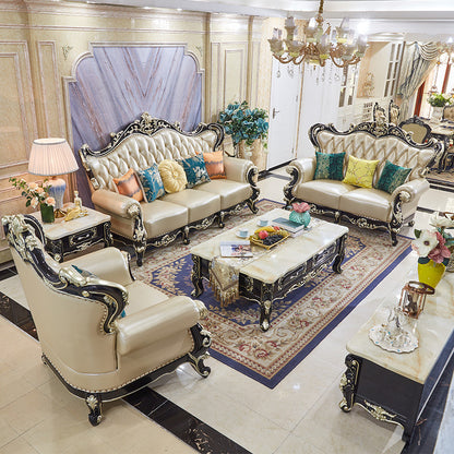 Versailles Grand European Sofa Set | Handcrafted Mahogany Wood & Custom PU Paint | Indonesian Royal Living Collection