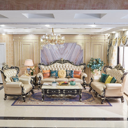 Versailles Grand European Sofa Set | Handcrafted Mahogany Wood & Custom PU Paint | Indonesian Royal Living Collection