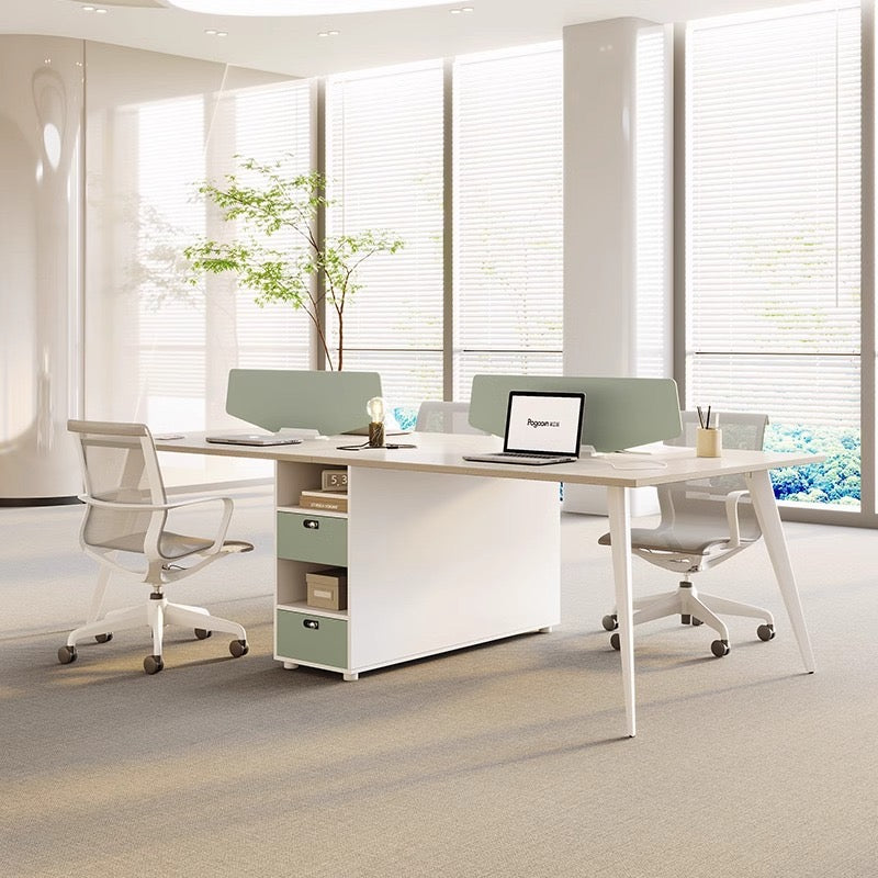 DaVinci Modular Office Workstation | 2, 4 & 6 Person Desk Configuration with Privacy Screens | Modern Collaborative Workspace Solution