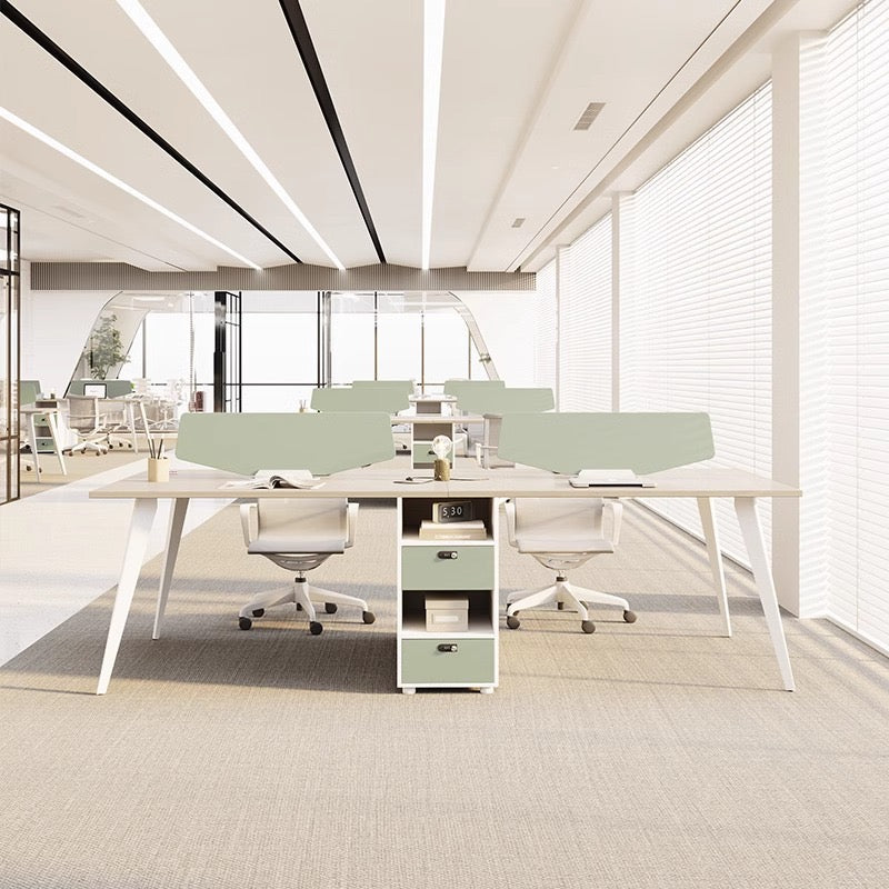 DaVinci Modular Office Workstation | 2, 4 & 6 Person Desk Configuration with Privacy Screens | Modern Collaborative Workspace Solution