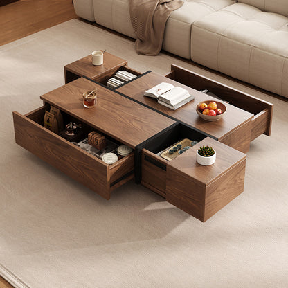 QUADRIX Multi-Storage Coffee Table | Modular Engineered Wood Center Table with 4-Way Drawers | Contemporary Living Room Furniture with Smart Organization