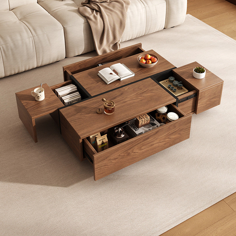 QUADRIX Multi-Storage Coffee Table | Modular Engineered Wood Center Table with 4-Way Drawers | Contemporary Living Room Furniture with Smart Organization