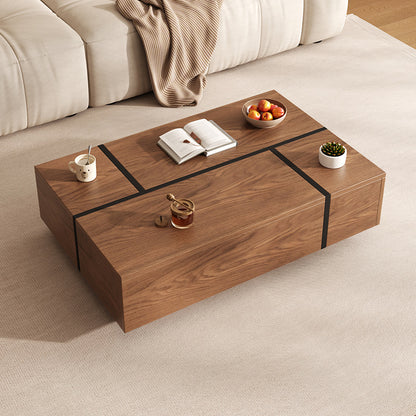 QUADRIX Multi-Storage Coffee Table | Modular Engineered Wood Center Table with 4-Way Drawers | Contemporary Living Room Furniture with Smart Organization