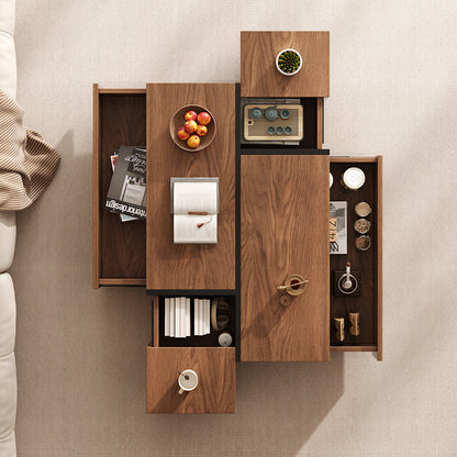 QUADRIX Multi-Storage Coffee Table | Modular Engineered Wood Center Table with 4-Way Drawers | Contemporary Living Room Furniture with Smart Organization