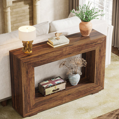 MAGRU Handcrafted Console Table | Solid Acacia Wood with Open Storage | Rustic Modern Entryway & Living Room Furniture