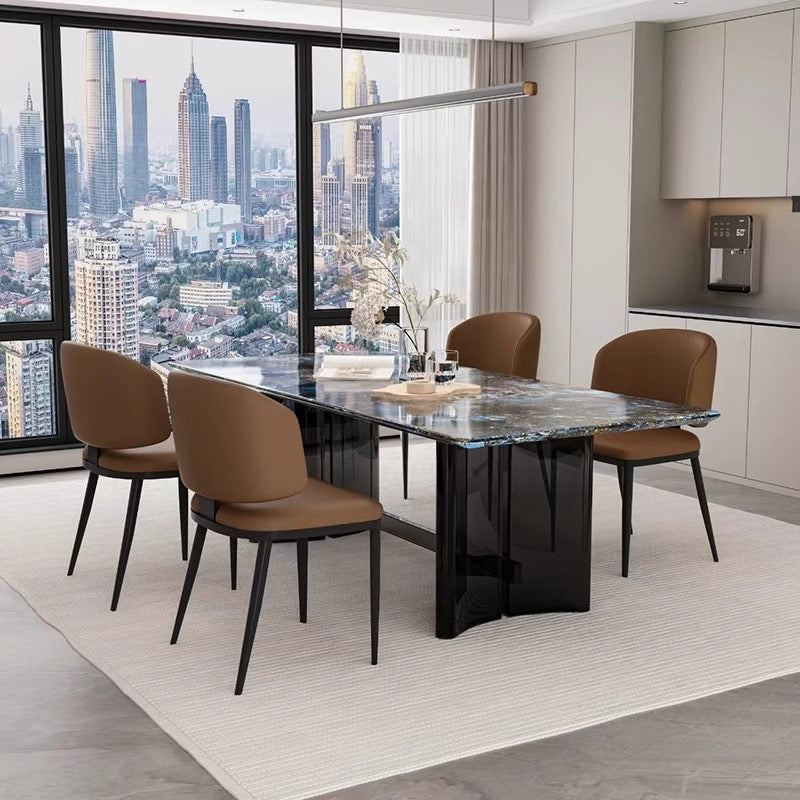 CEDAR Modern Dining Chair | Premium Leather Upholstery with Metal Frame