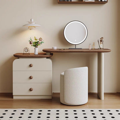 CORELIA Dressing Table | Modern L-Shaped Vanity with LED Mirror | Smart Storage Solution