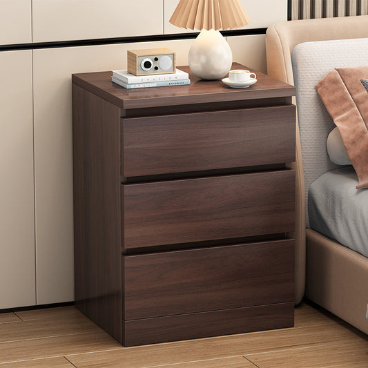 FROSTPINE Bedside Table | Three-Drawer Storage Solution | Sleek Handleless Design in White & Walnut