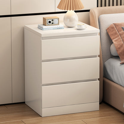 FROSTPINE Bedside Table | Three-Drawer Storage Solution | Sleek Handleless Design in White & Walnut