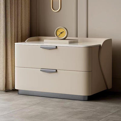 LIRIEN Bedside Table | Premium Marble Top with Soft-Touch Finish | Modern Two-Drawer Storage