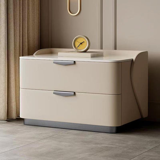 LIRIEN Bedside Table | Premium Marble Top with Soft-Touch Finish | Modern Two-Drawer Storage