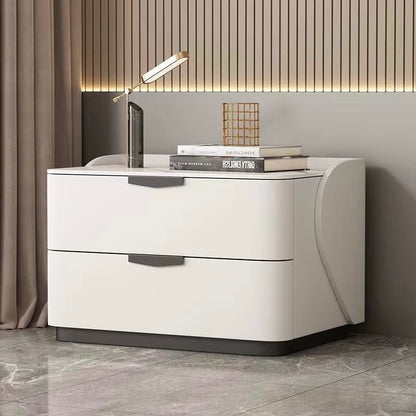 LIRIEN Bedside Table | Premium Marble Top with Soft-Touch Finish | Modern Two-Drawer Storage