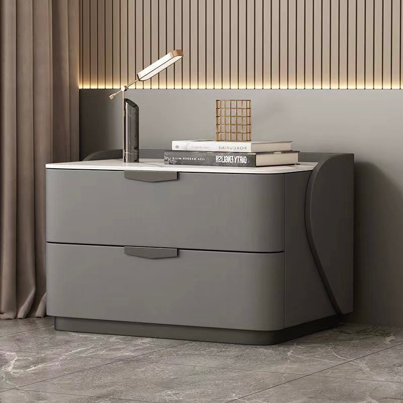 LIRIEN Bedside Table | Premium Marble Top with Soft-Touch Finish | Modern Two-Drawer Storage