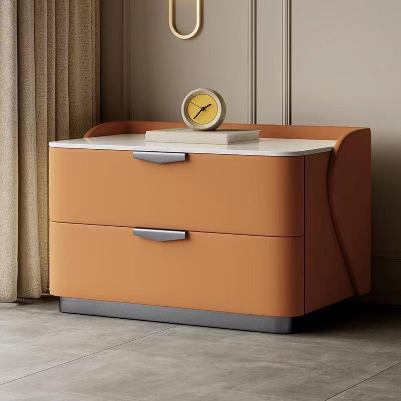 LIRIEN Bedside Table | Premium Marble Top with Soft-Touch Finish | Modern Two-Drawer Storage