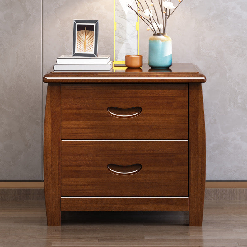 DIYA Bedside Table | Solid Acacia Wood Nightstand | Modern Two-Drawer Storage