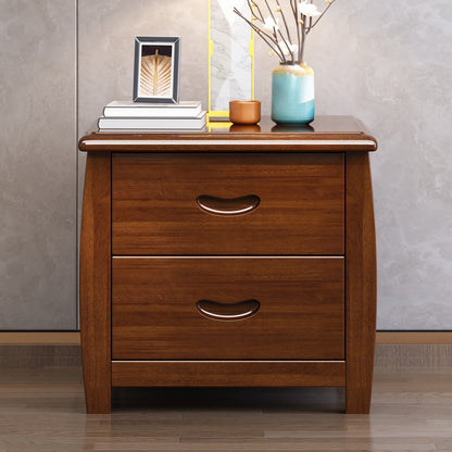 DIYA Bedside Table | Solid Acacia Wood Nightstand | Modern Two-Drawer Storage