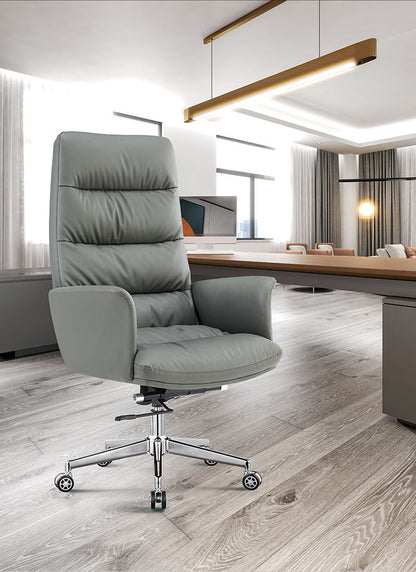 MOROCCO Executive Office Chair | Premium High-Back Ergonomic Chair with Leather Finish & Chrome Base | Adjustable Luxury CEO Chair