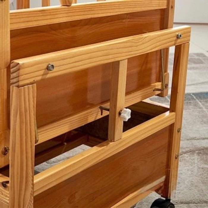 BABBLEE 2-in-1 Solid Wood Baby Cot& Cradle with Storage | Mosquito Net | Safe Sleep Solution | Elegant Nursery Essential