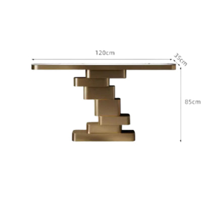 ZAYNIX Architectural Console Table | Premium Stainless Steel with Sculptural Geometric Base | Luxury Statement Piece in Gold & Black Finish